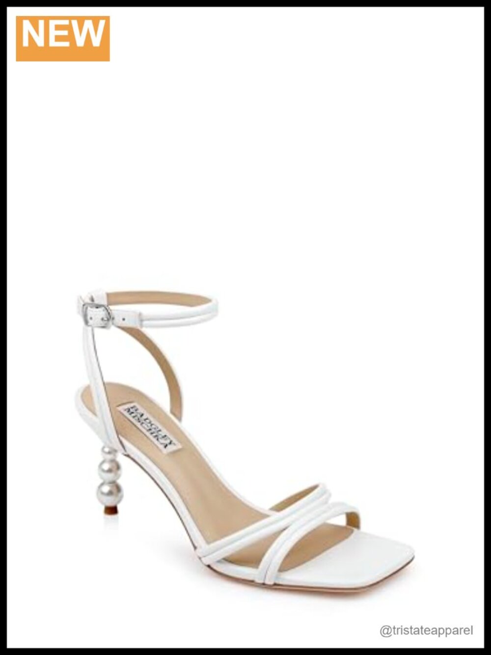 Badgley Mischka Belen Leather Heeled Sandals Square Toe Ankle Strap